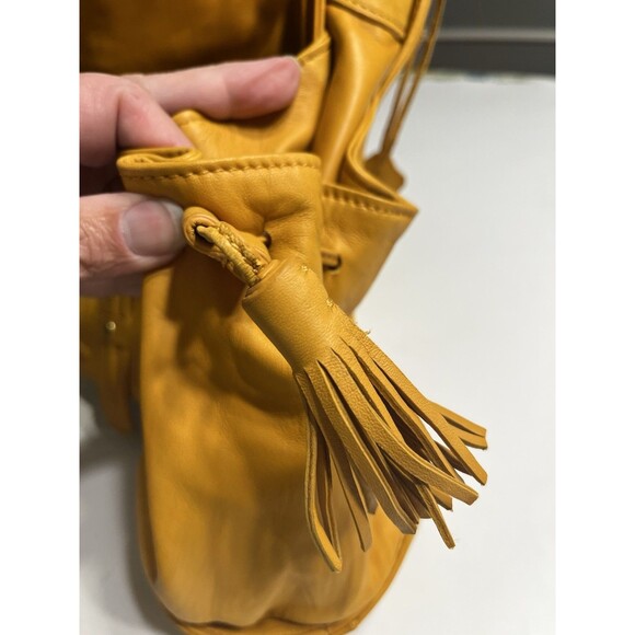 Coldwater Creek Buttery Soft Leather Harvest Gold Yellow Hobo Shoulder Bag Purse - Picture 13 of 16